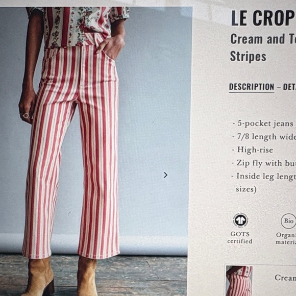 Sezane Pants - High-Rise Cream and Red Striped Wide-Leg Pants sezane